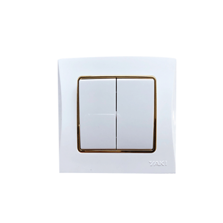 INTERRUPTEUR ENCASTRE  DOUBLE SIMPLE BLANC- DORE "YAKI" REF:2552/10WG