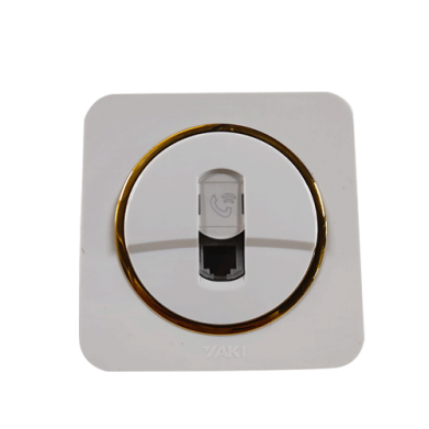 PRISE ENCASTRE TELEPHONE RJ12 BLANC-DORE "YAKI" REF:3449WG