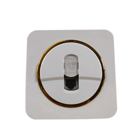 PRISE ENCASTRE TELEPHONE RJ12 BLANC-DORE "YAKI" REF:3449WG