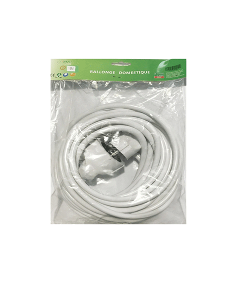 RALLONGE BLANCHE  YAKI 20M SOUS BLISTER 2x1.5