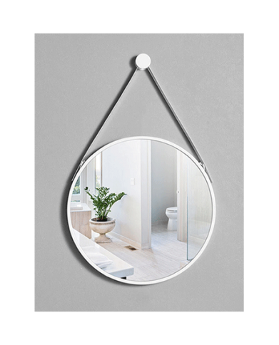 MIROIR ROND SUSPENDU BLANC /DORE REF: RMB60W