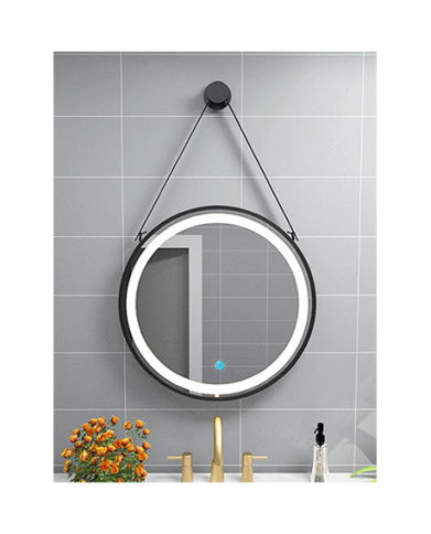 MIROIR LED ROND SUSPENDU NOIR  REF: RMBL60B