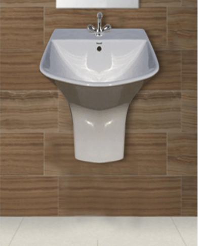 LAVABO RECTANGLE  MONOBLOC SUSPENDU EN CERAMIQUE "INDE"