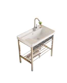 LAVABO AVEC PIEDS CHROME ET PORTE SERVIETTE INTEGREE REF:Z8078