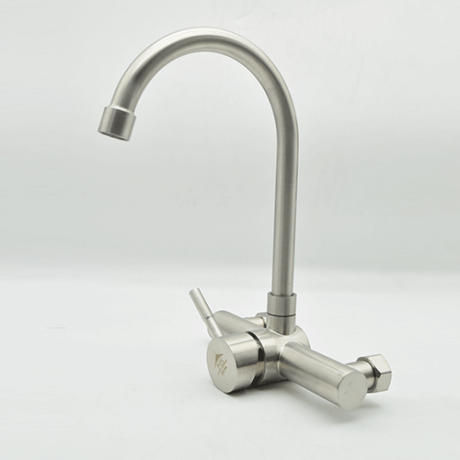 ROBINET MELANGEUR INOX POUR EVIER  MURAL A BEC ORIANTABLE REF: 8702