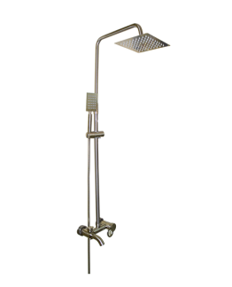 BARRE DE DOUCHE EN INOX HAUT ROND AVEC FLEXIBLE+TELEPHONE Ref: F-86-SATIN