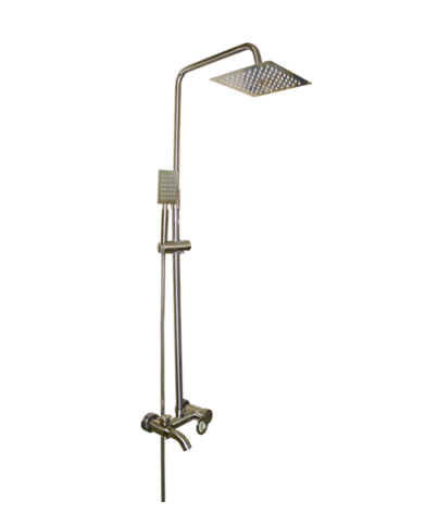 BARRE DE DOUCHE EN INOX HAUT ROND AVEC FLEXIBLE+TELEPHONE Ref: F-86-SATIN